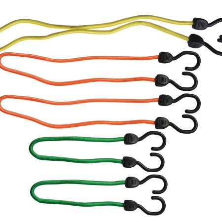 Certified Super Strong Bungee Cord Kit, with Steel Core Hooks, Assorted Sizes, 5-pk