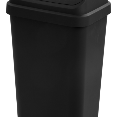 Sterilite Plastic Rectangular Swing Lid Garbage Can, Black, 49-L