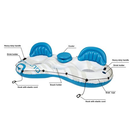 Outbound Inflatable Floating River/Lake Connectable 2-Person Tube/Ring w/Cooler, White/Blue