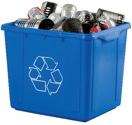 Orbis Plastic Rectangular Open Recycling Blue Box, 59-L