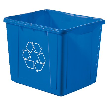 Orbis Plastic Rectangular Open Recycling Blue Box, 59-L