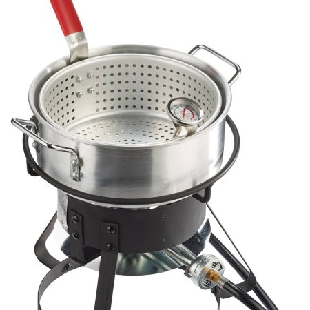 MASTER Chef Outdoor Aluminium Fish Deep Fryer with Thermometer & Propane Gas Burner 6.5-qt