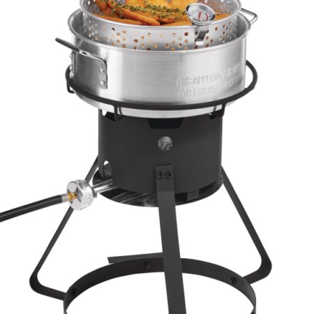 MASTER Chef Outdoor Aluminium Fish Deep Fryer with Thermometer & Propane Gas Burner 6.5-qt