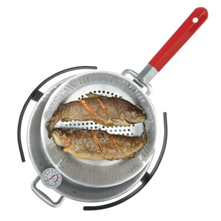 MASTER Chef Outdoor Aluminium Fish Deep Fryer with Thermometer & Propane Gas Burner 6.5-qt