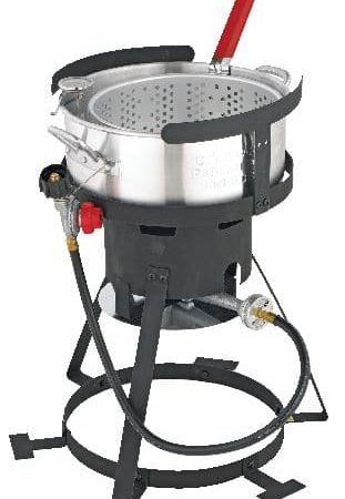 MASTER Chef Outdoor Aluminium Fish Deep Fryer with Thermometer & Propane Gas Burner 6.5-qt