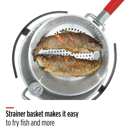 MASTER Chef Outdoor Aluminium Fish Deep Fryer with Thermometer & Propane Gas Burner 6.5-qt