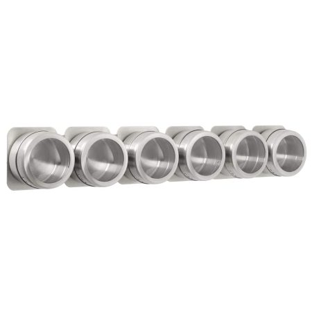 Trudeau Stainless Steel Magnetic Spice Jars with Wall Plate, 6-pc