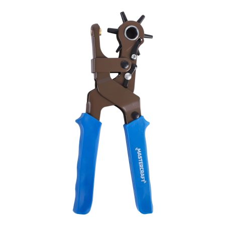 Mastercraft 6 Hole Punch Pliers with 6 Tapered/Hollow, Hardened Steel Punches, Chrome Plated Steel