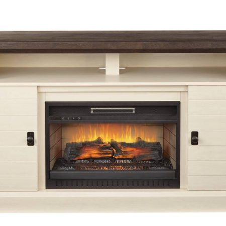 CANVAS Ashcroft Media Console Electric Fireplace TV Stand, 60-in, 1400W, Includes Remote Control, White