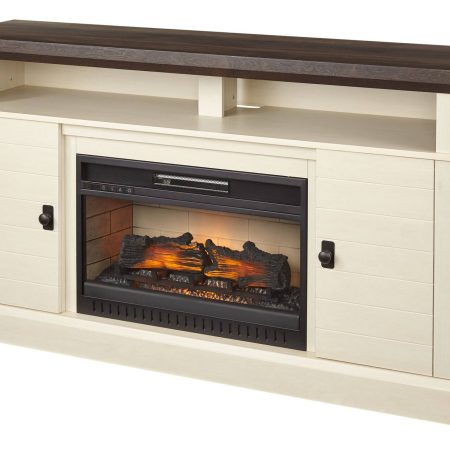 CANVAS Ashcroft Media Console Electric Fireplace TV Stand, 60-in, 1400W, Includes Remote Control, White