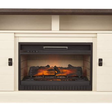 CANVAS Ashcroft Media Console Electric Fireplace TV Stand, 60-in, 1400W, Includes Remote Control, White