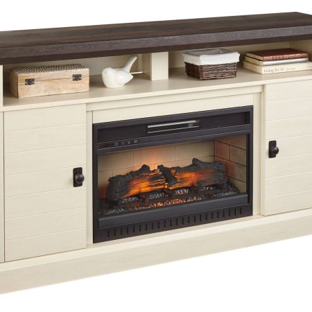 CANVAS Ashcroft Media Console Electric Fireplace TV Stand, 60-in, 1400W, Includes Remote Control, White