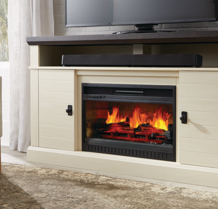 CANVAS Ashcroft Media Console Electric Fireplace TV Stand, 60-in, 1400W, Includes Remote Control, White