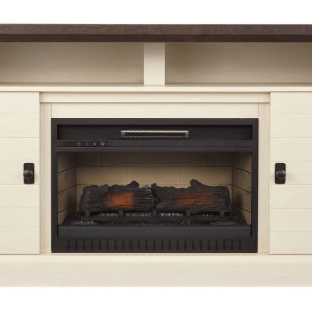 CANVAS Ashcroft Media Console Electric Fireplace TV Stand, 60-in, 1400W, Includes Remote Control, White