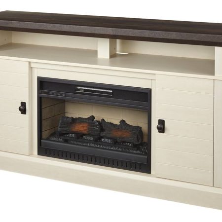 CANVAS Ashcroft Media Console Electric Fireplace TV Stand, 60-in, 1400W, Includes Remote Control, White