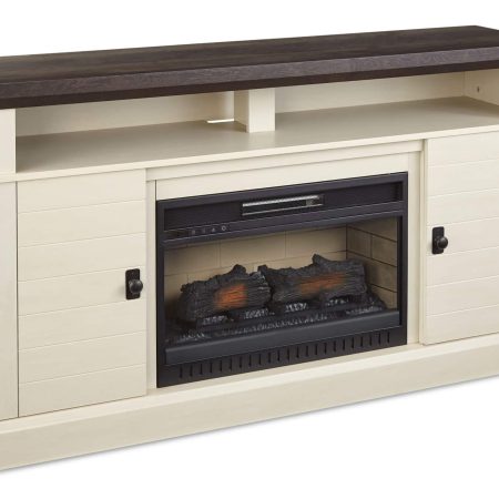 CANVAS Ashcroft Media Console Electric Fireplace TV Stand, 60-in, 1400W, Includes Remote Control, White