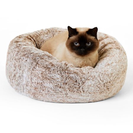 Faux Fur Round Cuddler Brown Bed