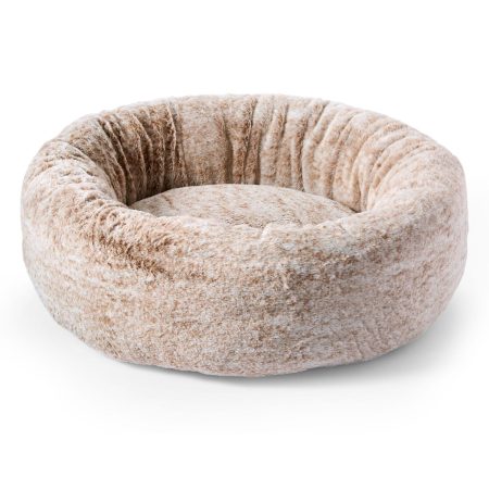 Round Fur Cuddler Brown Bed