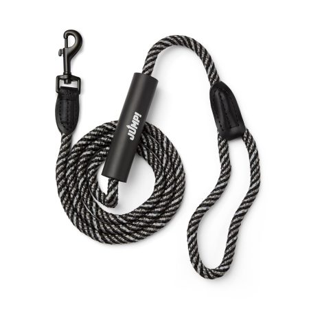 Discover Dog Reflective Rope 3/8in Black & Grey Dog Leash