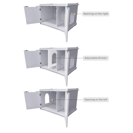 Wooden Extra-Large White Litter Box Enclosure