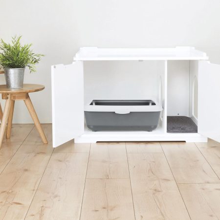 Wooden Extra-Large White Litter Box Enclosure