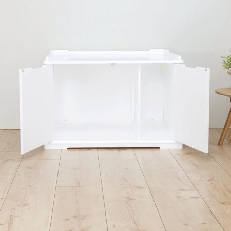 Wooden Extra-Large White Litter Box Enclosure