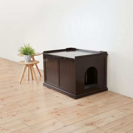 Wooden Extra-Large Brown Litter Box Enclosure