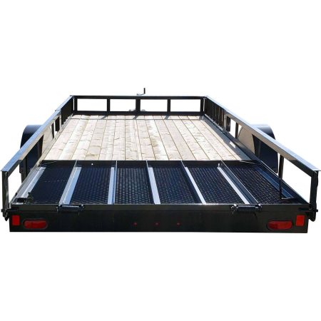 True North 83-in x 14-ft Utility Trailer Black with Gate & Side ATV Ramps