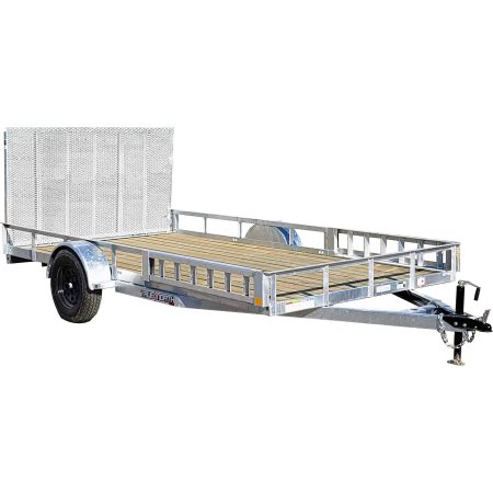 True North 83-in x 14-ft Utility Trailer Galvanized with Gate & Side ATV Ramps