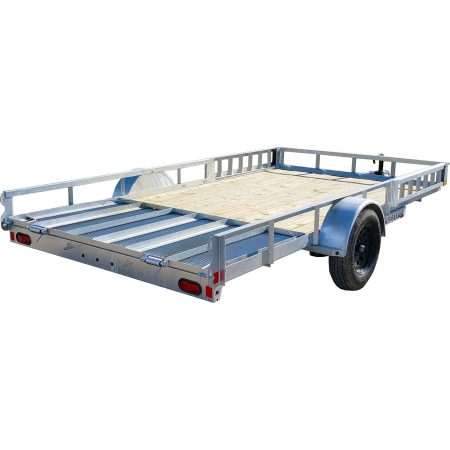 True North 83-in x 14-ft Utility Trailer Galvanized with Gate & Side ATV Ramps