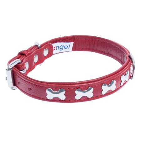 Rotterdam Bones Leather Collar - Red