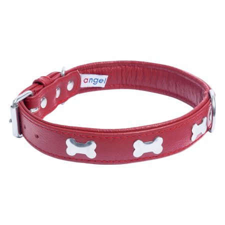 Rotterdam Bones Leather Collar - Red