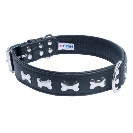 Rotterdam Bones Leather Collar - Black