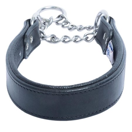 Leather Martingale Dog Collar - Black