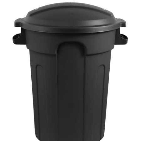 Gracious Living Plastic Circular Garbage Can, Black, 80-L