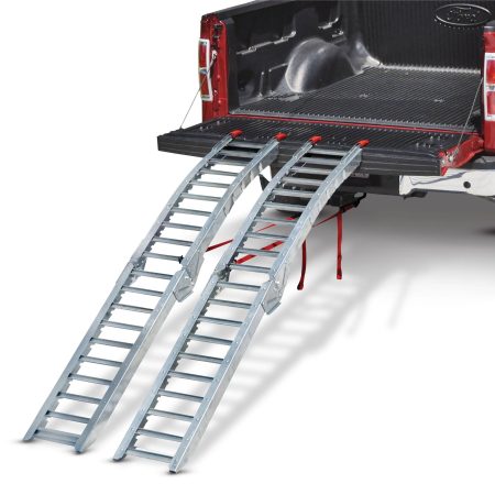 Prime1 Steel Rung Folding Arched Steel Rung Loading Ramps Pair, Easy-To-Use, 84-in, 2-pc