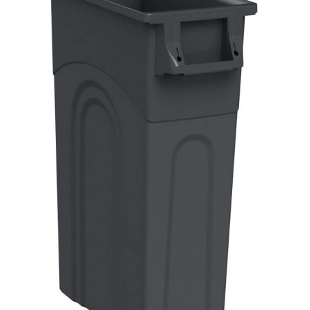 Plastic Tall Slim Rectangular Garbage Can, Black, 87-L