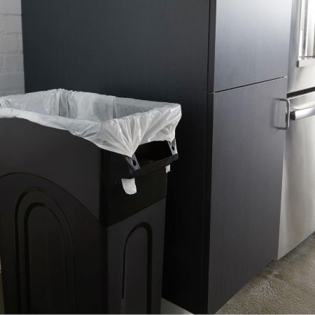 Plastic Tall Slim Rectangular Garbage Can, Black, 87-L