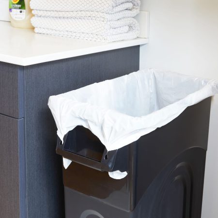 Plastic Tall Slim Rectangular Garbage Can, Black, 87-L