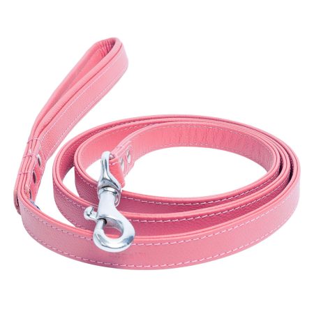 Alpine Dog Leash Leather 72in - Bubblegum Pink