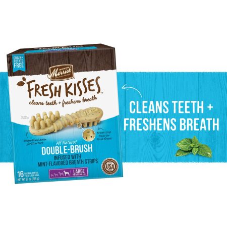 Fresh Kisses Double-Brush Real Mint Large Breed Dog Treats