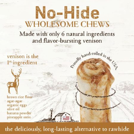 No-Hide Grass-Fed Venison Natural Rawhide Alternative Dog Chew 2 Pack