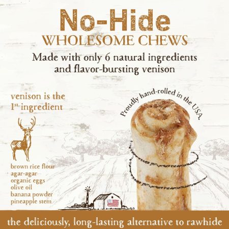 No-Hide Grass-Fed Venison Stix Natural Rawhide Alternative Dog & Cat Chew