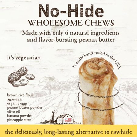 No-Hide Peanut Butter Stix Natural Rawhide Alternative Dog & Cat Chew