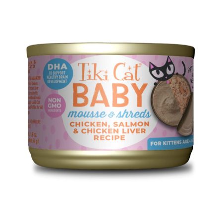 Baby Mousse & Shreds Chicken, Salmon & Chicken Liver Cat Food