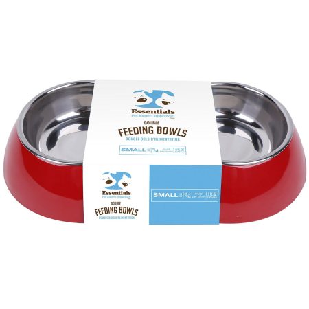 Melamine Double Feeding Bowl Red