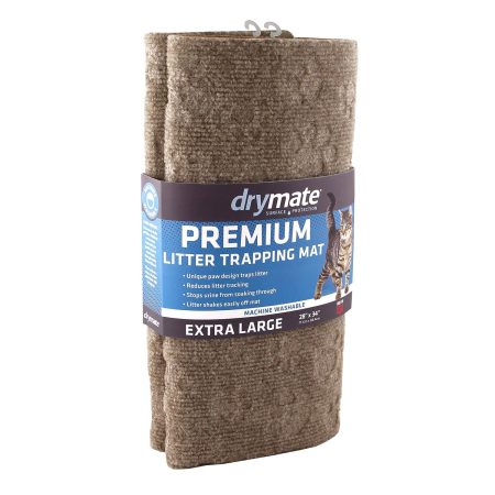 Premium Debossed Paw Litter Trapping Mat - Taupe