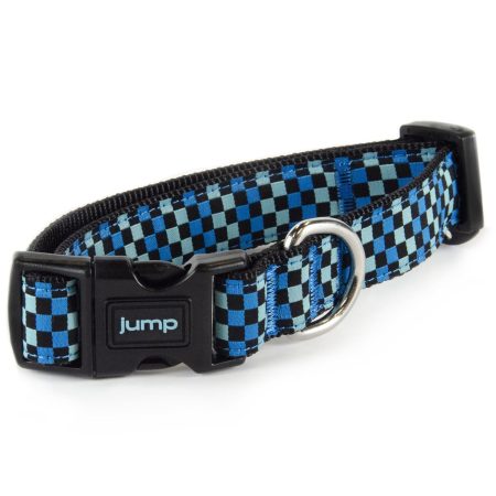 Nylon Adjustable Blue Gingham Dog Collar