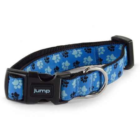 Nylon Adjustable Blue Paws Dog Collar