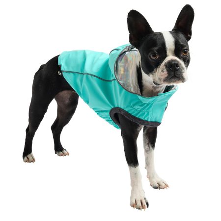 Reversible Raincoat - Neon Aqua and Iridescent